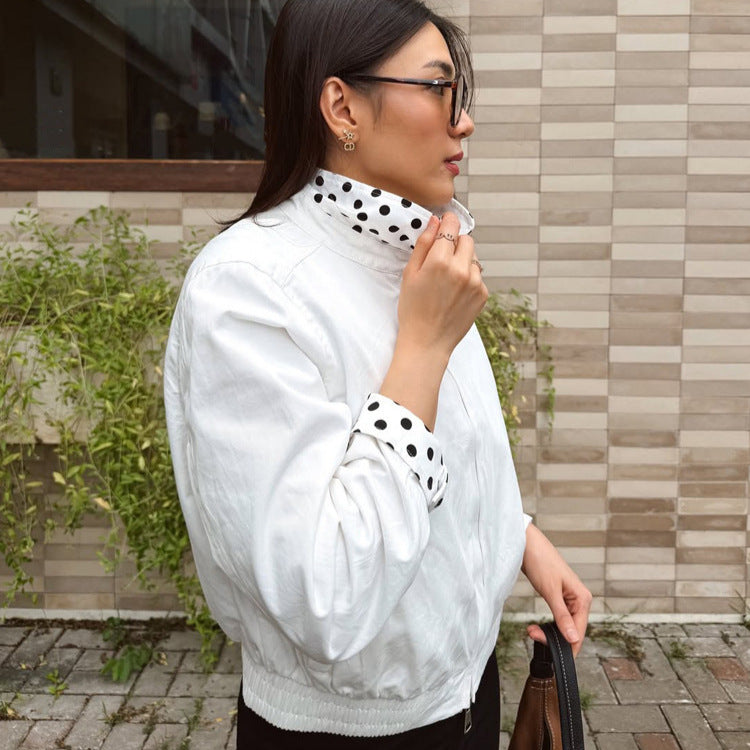 Women's lightweight bomber jacket with stand-up collar and dotted lining Mune Fashion