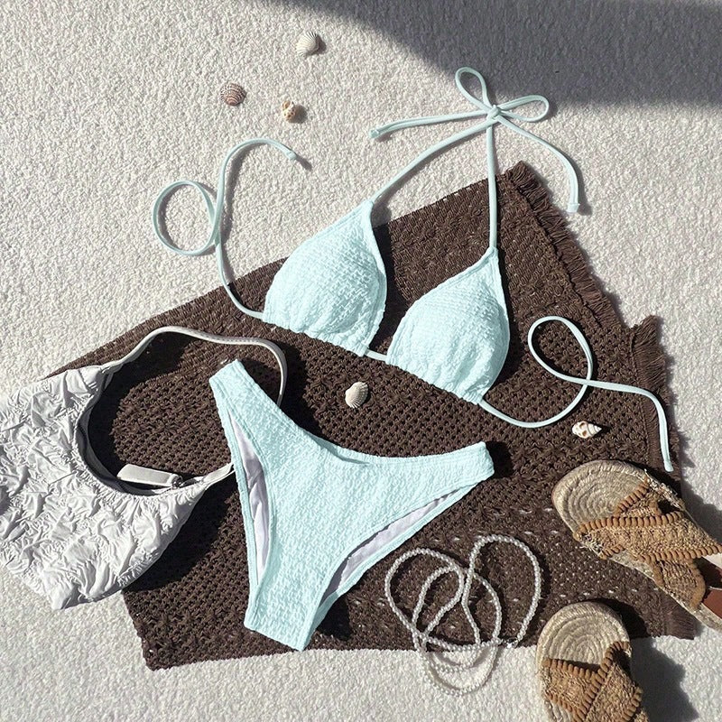 Women's triangle bikini with trendy knot design and textured fabric Mune Fashion
