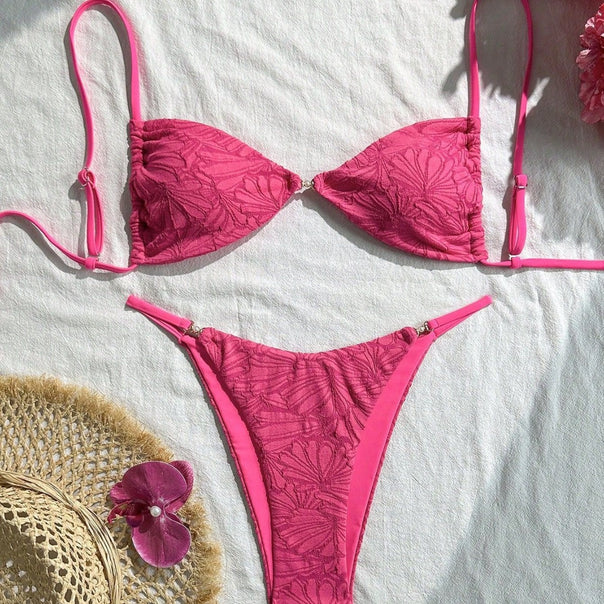 Women's triangle bikini with floral pattern and adjustable straps Mune Fashion
