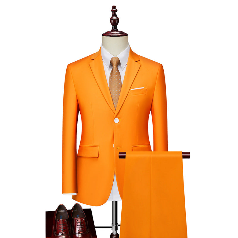 Men's Slim Fit Single-Breasted Suit Set with One-Button Blazer, Slim Suit Pants with Crease and Elastic Stretch Fabric Mune Fashion
