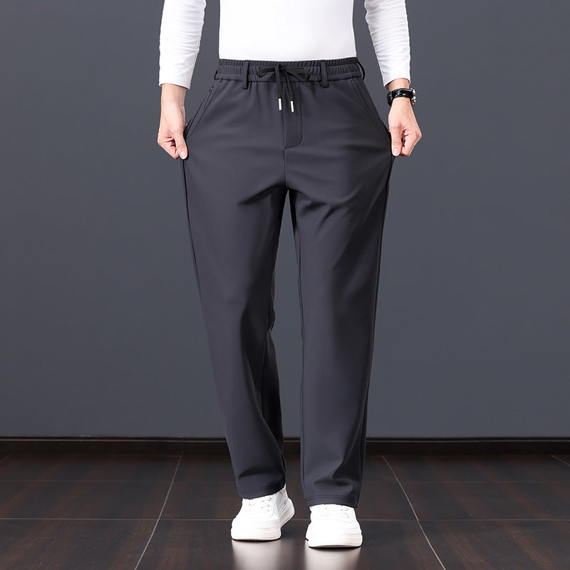 Men's relaxed straight leisure trousers with elastic waistband, drawstring, and side pockets Mune Fashion