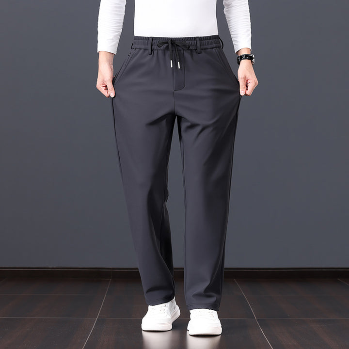 Men's relaxed straight leisure trousers with elastic waistband, drawstring, and side pockets Mune Fashion