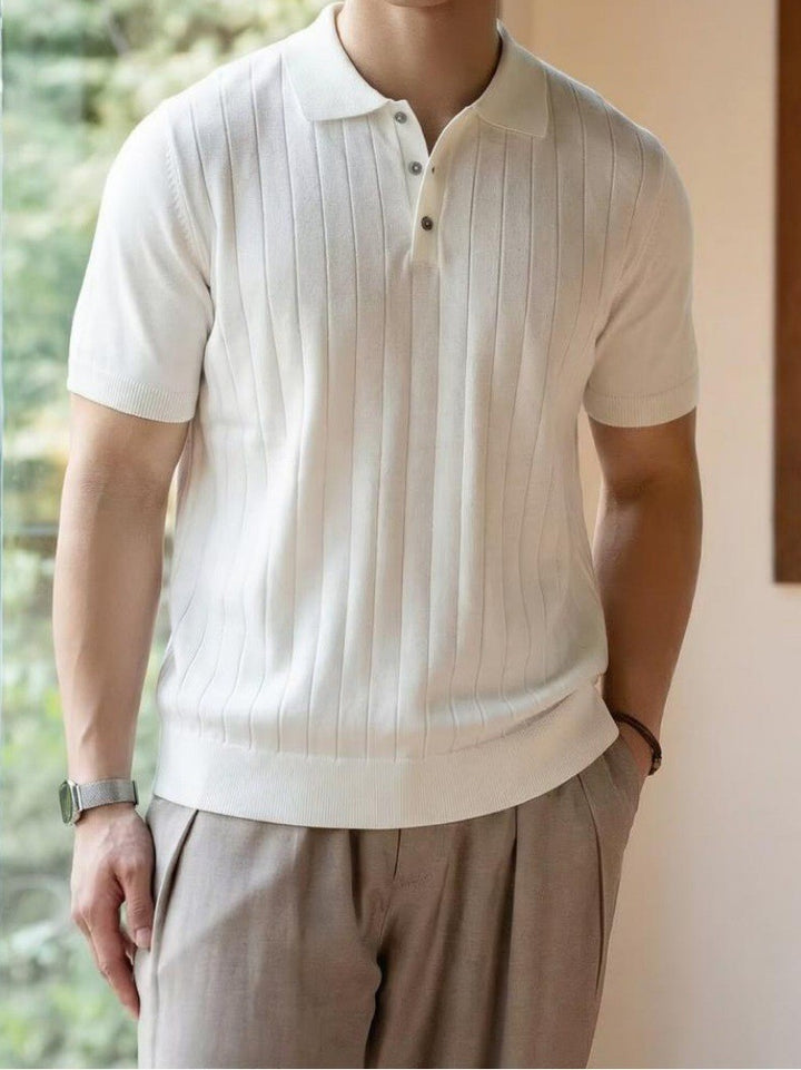 Men's High-Quality Short Sleeve Polo Shirt with Fine Structure Mune Fashion