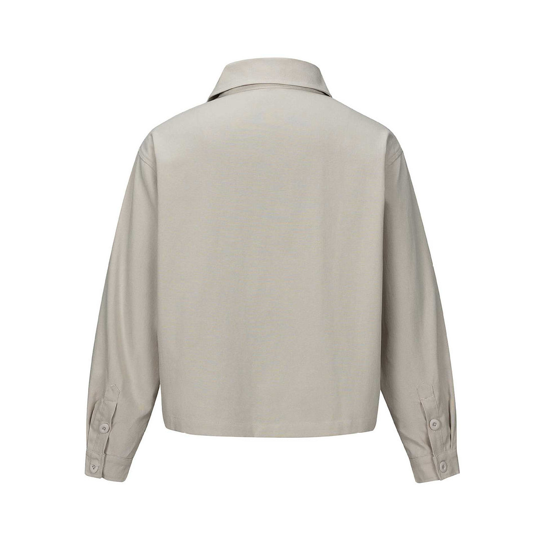 Unisex Short Cut Boxy Shirt Jacket with Continuous Button Placket and Flap Pocket Mune Fashion