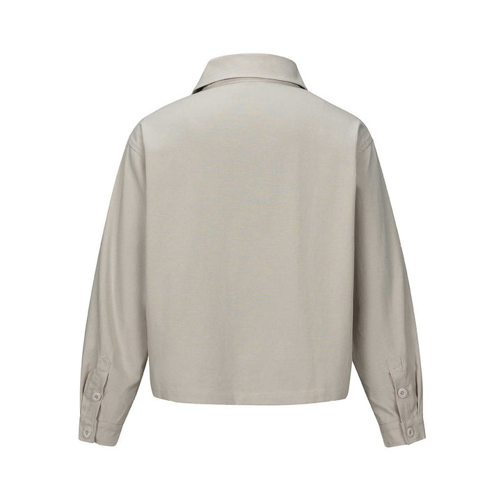 Unisex Short Cut Boxy Shirt Jacket with Continuous Button Placket and Flap Pocket Mune Fashion