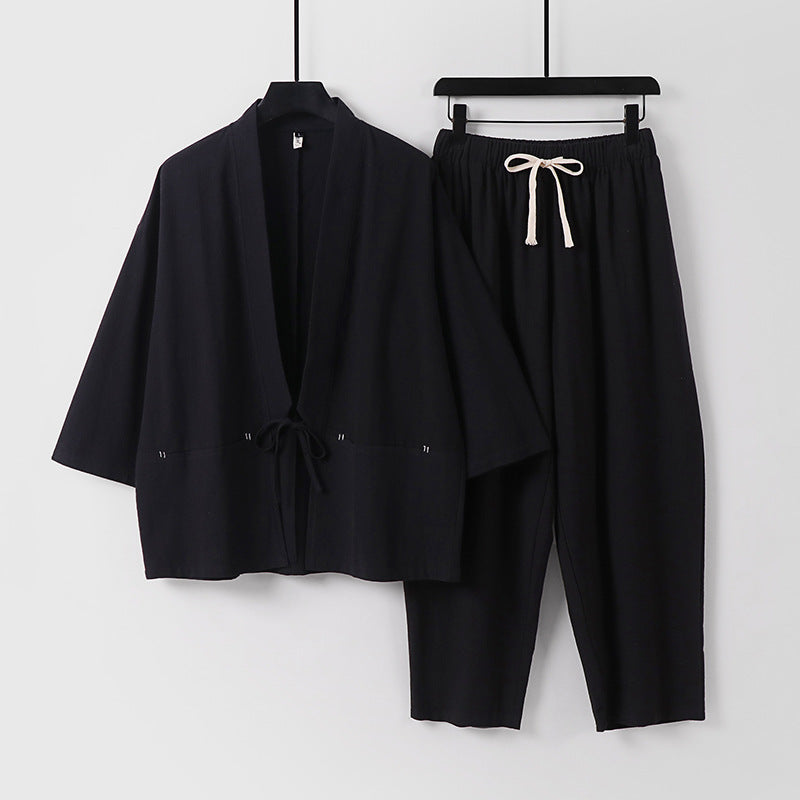 Unisex Kimono-Lounge-Set with short jacket and elastic cord pants Mune Fashion