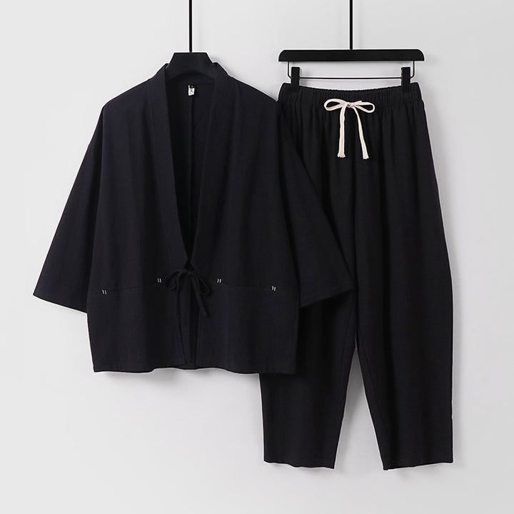 Unisex Kimono-Lounge-Set with short jacket and elastic cord pants Mune Fashion