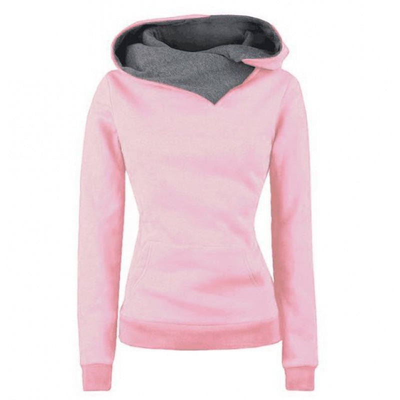 Women's Tailored Hoodie with Overlapping Shawl Collar and Kangaroo Pocket Mune Fashion