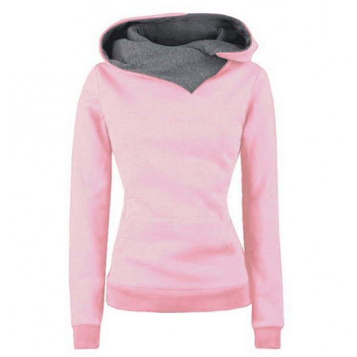 Women's Tailored Hoodie with Overlapping Shawl Collar and Kangaroo Pocket Mune Fashion