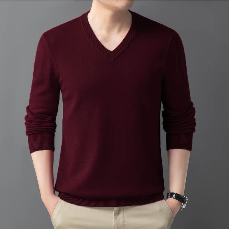 Men's Fine V-Neck Fine Knit Pullover in Slim Fit Mune Fashion