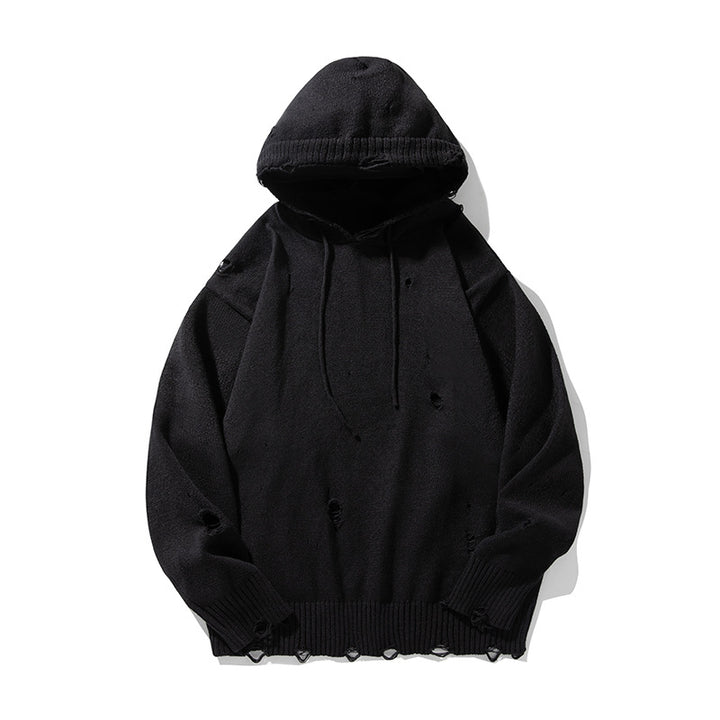 Unisex Oversize Knit Hoodie in Destroyed Look Mune Fashion