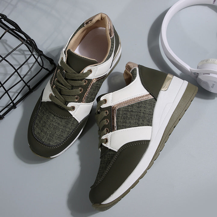 Women's fashionable platform sneakers with cushioned memory footbed and structured textile combination Mune Fashion