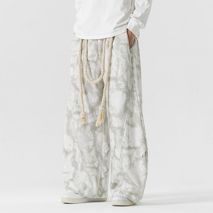 Men's Extra Wide Batik Lounge Pants in Baggy Cut with Decorative Drawstring Mune Fashion