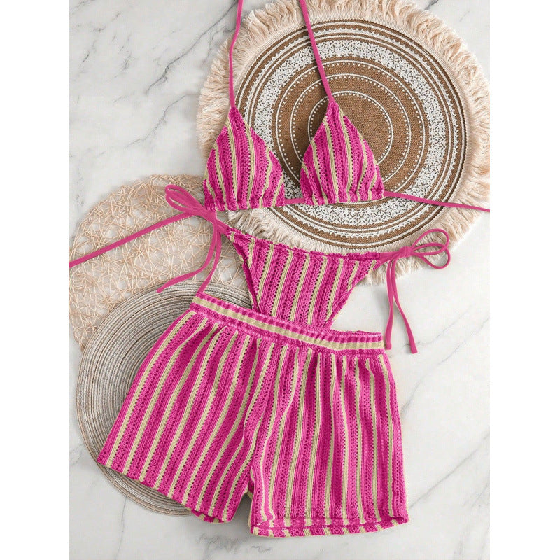Ladies Two-Piece Leisure Swim Outfit with Adjustable Top and Elastic Shorts Mune Fashion