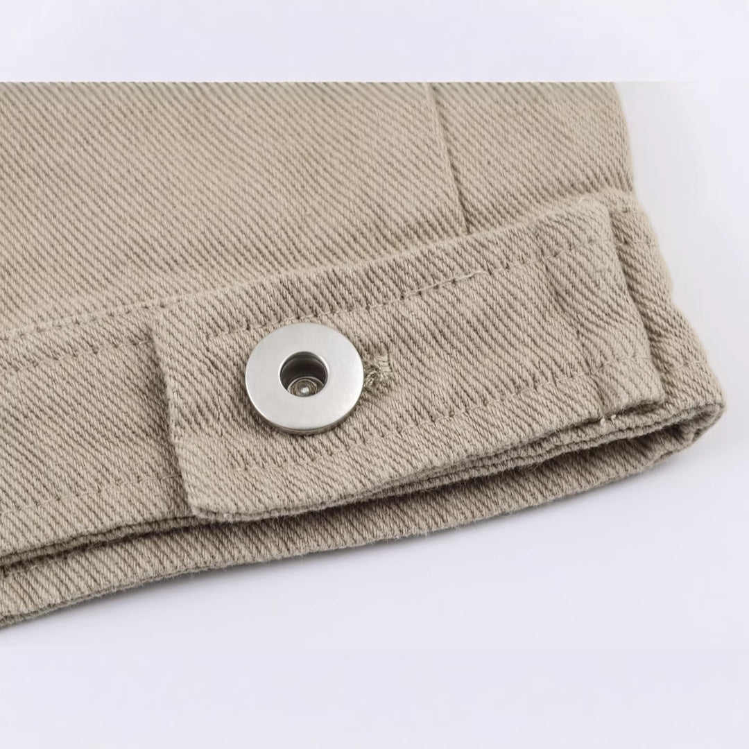 Men's Oversized Canvas Jacket with Cord Collar, Button Closure and Concealed Chest Pocket Mune Fashion