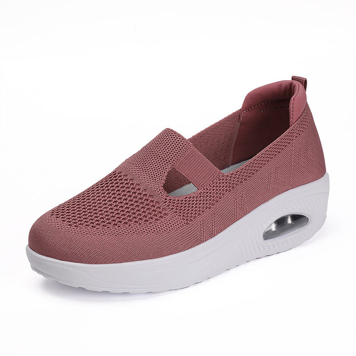 Women's nan comfort slip-on with visible air-cushion wedge sole breathable knit and elastic V-insert Mune Fashion