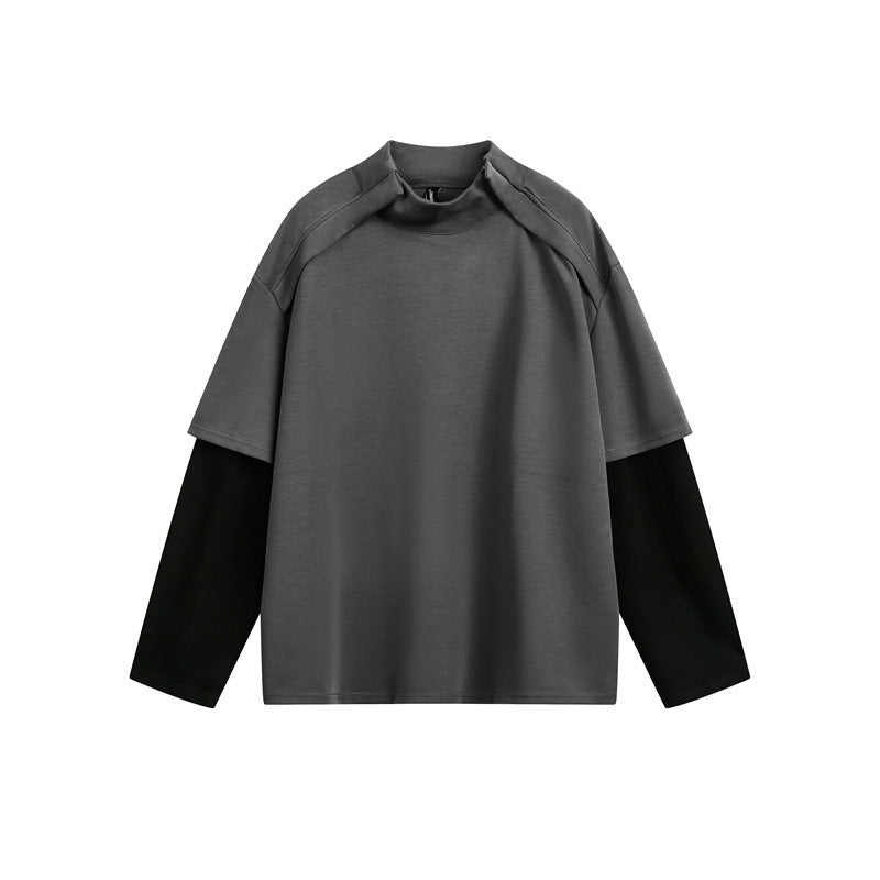 Unisex Oversize Layer Long Sleeve Shirt with Integrated Insert and Stand-Up Collar Mune Fashion