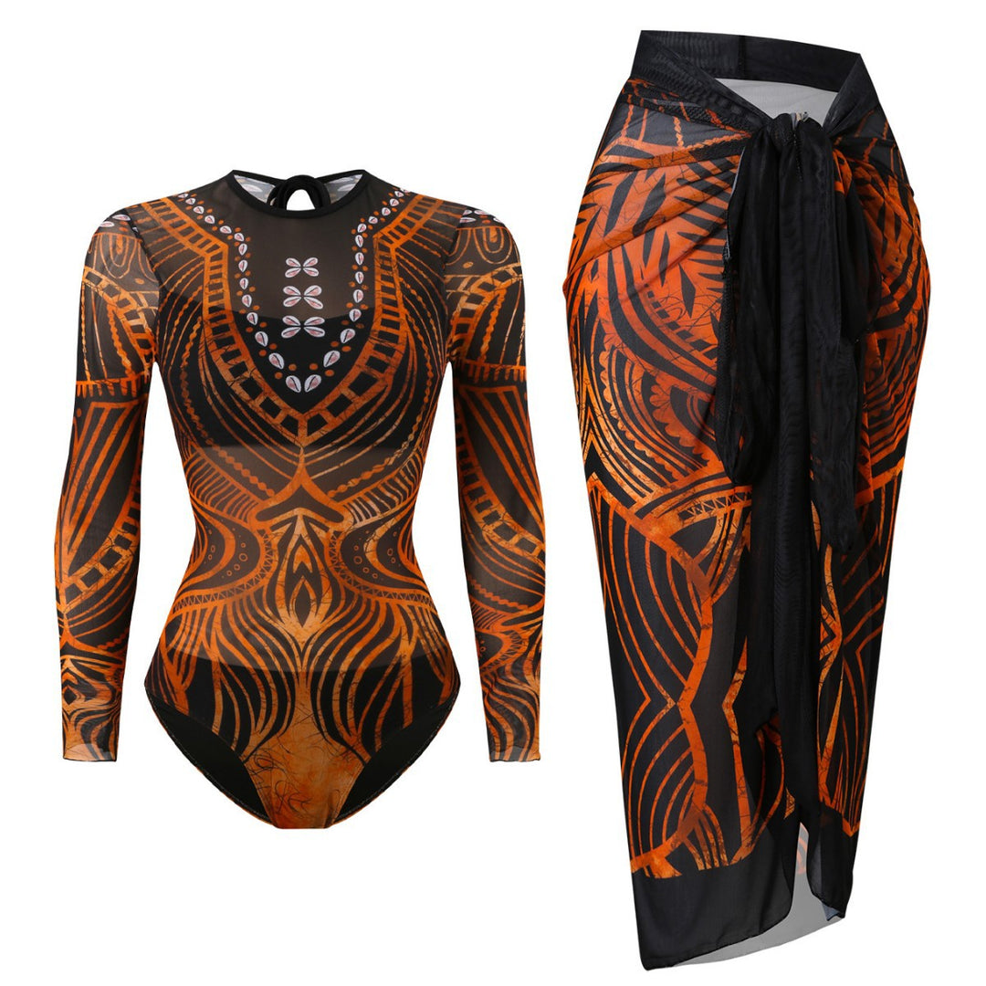 Women's swimsuit with elegant transparent wrap skirt Mune Fashion