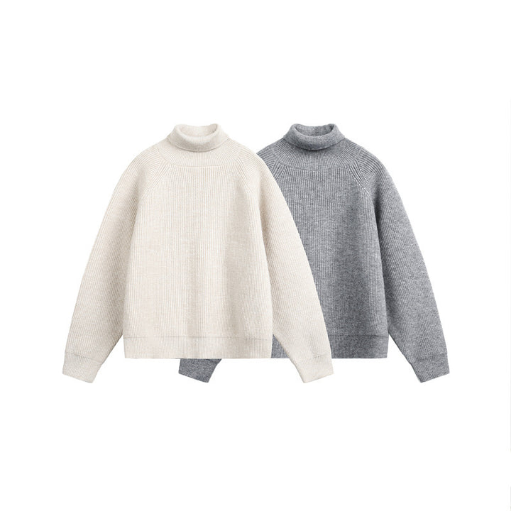 Unisex rollneck sweater made of coarse rib knit with raglan sleeves and straight hem Mune Fashion