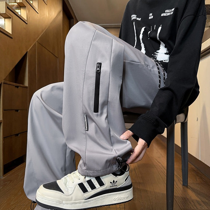 Men's Technical Oversize Cargo Pants with Zip Leg Pockets & Drawstring Waist Mune Fashion