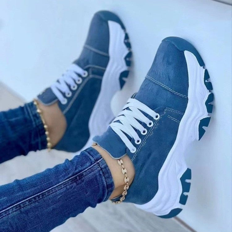 Women's Platform Sneaker with Distinctive Profile Sole and Contrast Stitching Mune Fashion