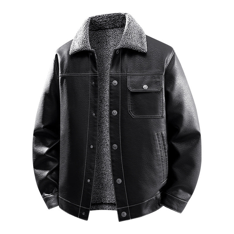 Men's Noble Faux Leather Jacket with Soft Teddy Lining Mune Fashion