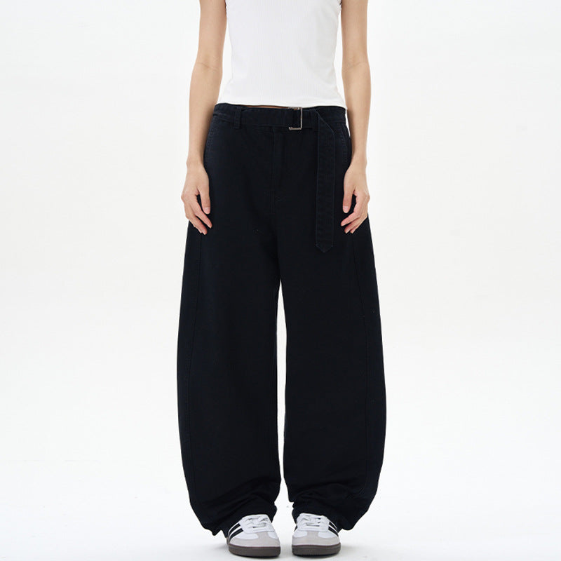 Men's Loose Cotton Baggy Pants with Drop Crotch and Extended Hem Mune Fashion