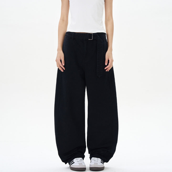 Men's Loose Cotton Baggy Pants with Drop Crotch and Extended Hem Mune Fashion
