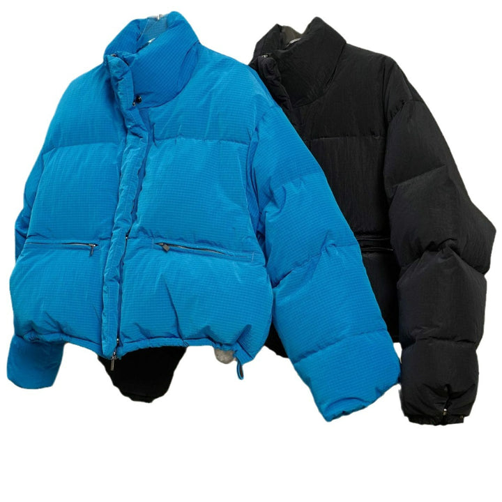 Women's short-cut padded down jacket with high collar and matte nylon surface Mune Fashion
