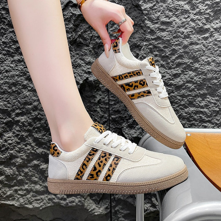 Women Low-Top Sneaker with Leopard Detail, Velvet and Textile Mix Mune Fashion