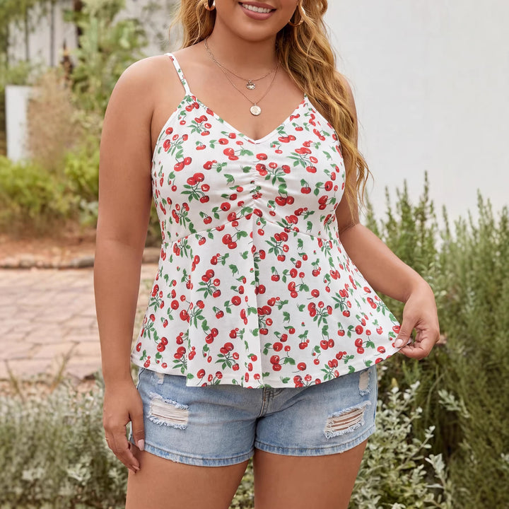 Ladies, airy flower shirt with spaghetti straps Mune Fashion