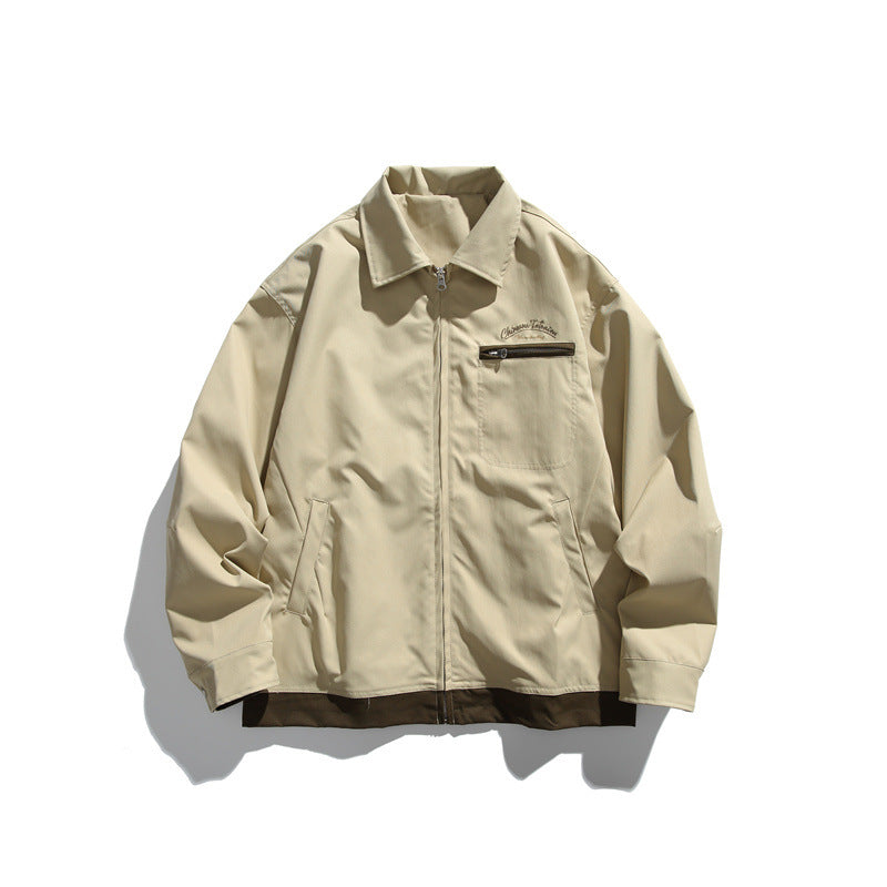 Unisex Boxy transitional blouson jacket with full-length zipper, chest zip pocket, and contrasting ribbed hem Mune Fashion