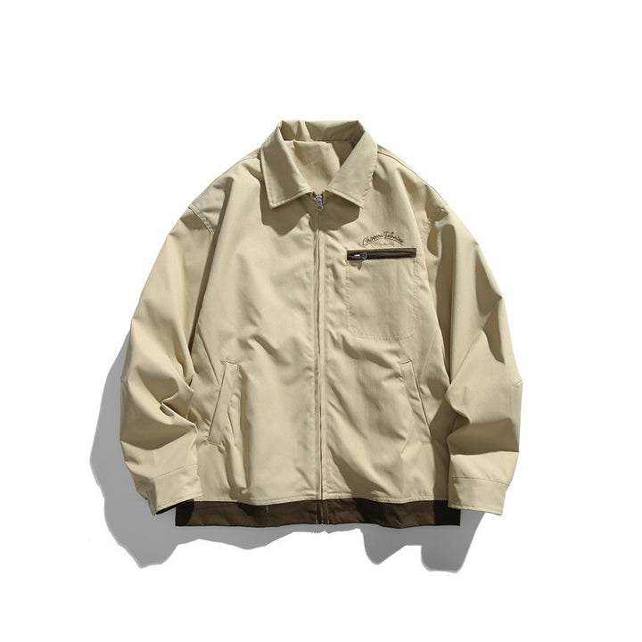 Unisex Boxy transitional blouson jacket with full-length zipper, chest zip pocket, and contrasting ribbed hem Mune Fashion