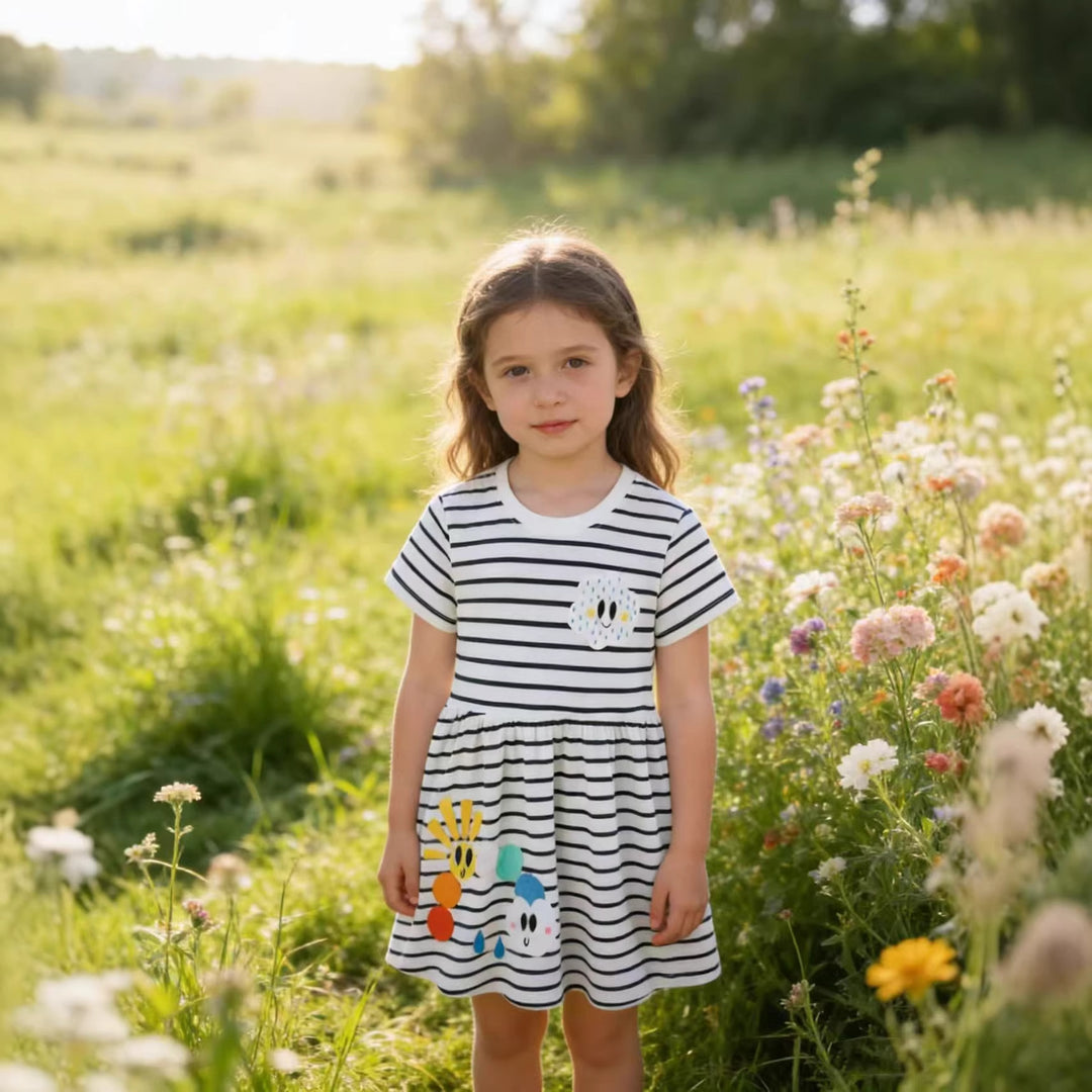 Girl's casual dress with cute animal appliqués Mune Fashion