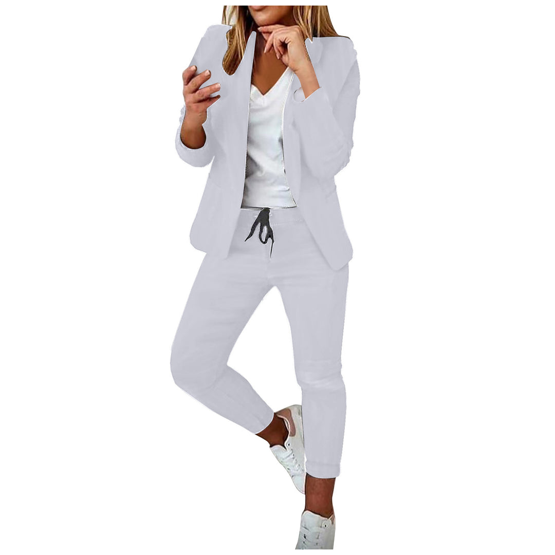 Women's casual suit set with jogger pants, drawstring, and tailored blazer Mune Fashion