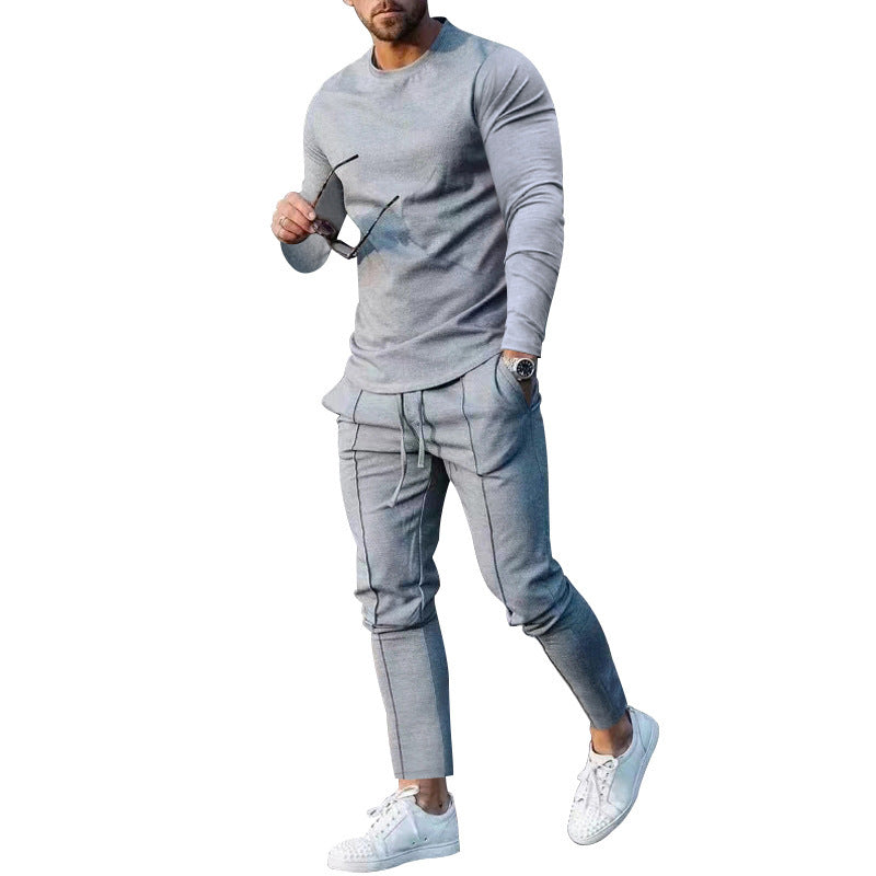 Men's athletic long sleeve and seam detail jogging pants set with slim fit Mune Fashion