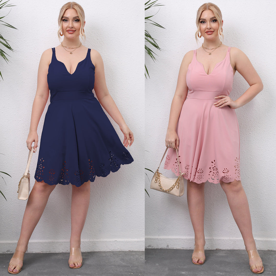 Women's A-line dress with floral eyelet pattern Mune Fashion