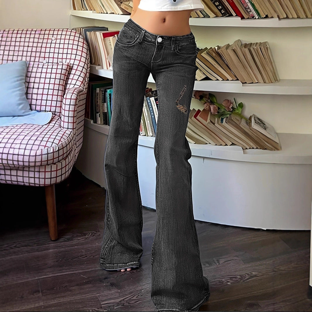 Women's High-Waisted Flared Jeans with Bell Bottoms, Subtle Embroidery & Extended Hem Mune Fashion