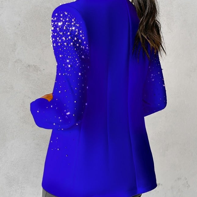 Women tailored evening blazer with pearl and rhinestone embellishment Mune Fashion