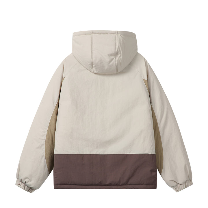 Unisex Boxy Colorblock Hooded Puffer Jacket with Windproof Cover and Zip Pockets Mune Fashion