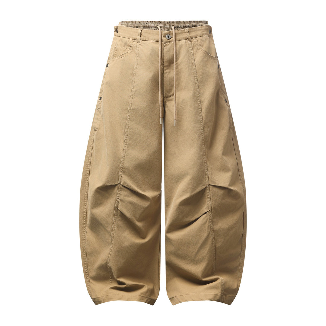 Women's Wide Culotte Trousers with Elastic Drawstring Waistband and Cargo Details Mune Fashion