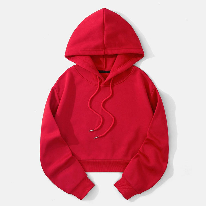 Women's cropped hoodie with soft fleece interior and elastic ribbed hem Mune Fashion