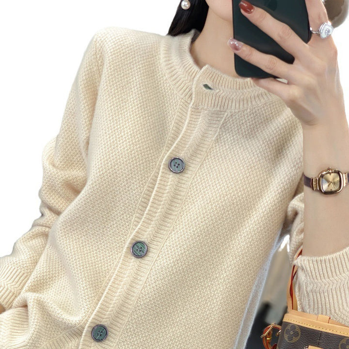 Women's Structured Fine Knit Cardigan with Cashmere-Like Feel, Full Button Placket, and Boxy Oversized Fit Mune Fashion