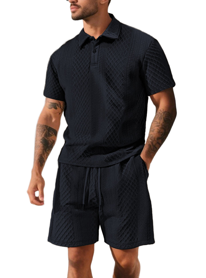 Men's structured polo shirt and bermuda shorts set made of quilted cotton blend Mune Fashion