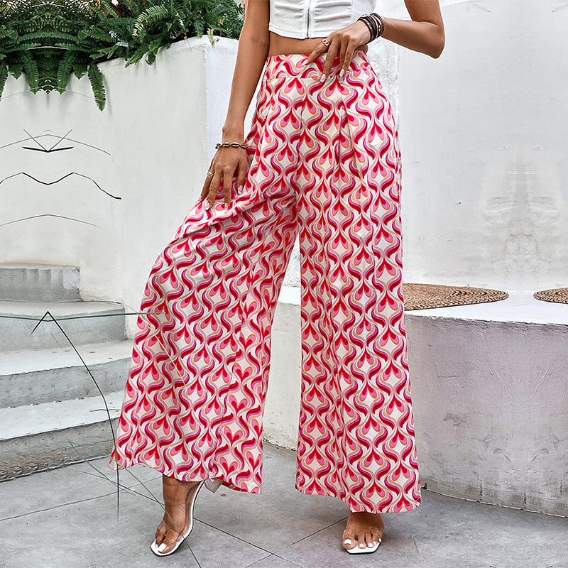 Women's Wide Trousers with Colorful Pattern Mune Fashion