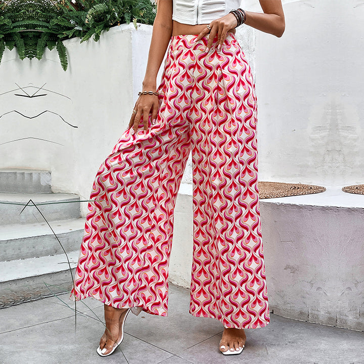Women's Wide Trousers with Colorful Pattern Mune Fashion