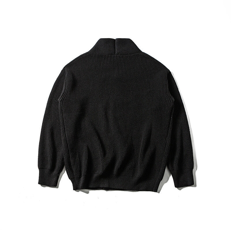Unisex Oversized Knit Cardigan with Shawl Collar, Structure Mix and Button Placket Mune Fashion