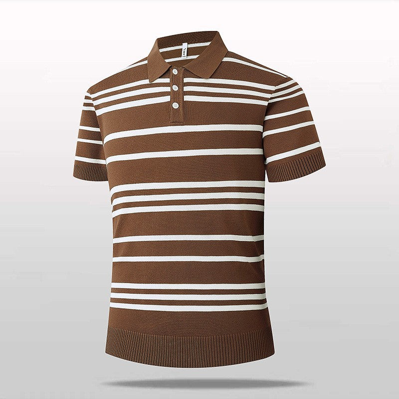 Men's Stylish Short-Sleeve Polo Shirt with Stripes Mune Fashion
