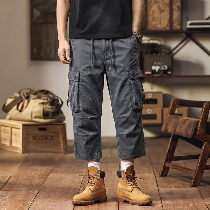 Herren 3/4-Trekking-Cargohose mit elastischem Bund, Tunnelzug und variabler Taschenorganisation Mune Fashion