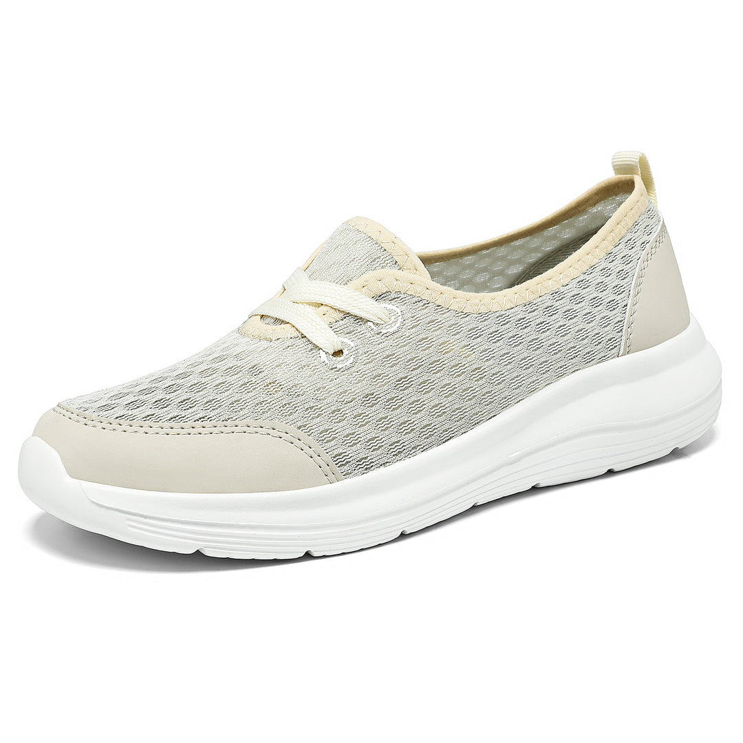 Women’s breathable everyday slipper with fine knitted mesh, elastic decorative lacing, and ergonomic cushioning sole Mune Fashion